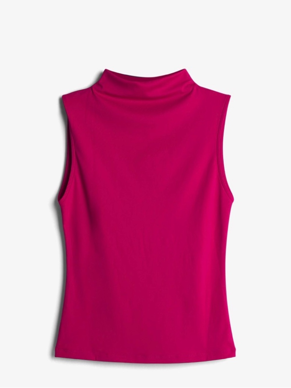 Zara Fitted Sleeveless Mock Neck Tank - Magenta